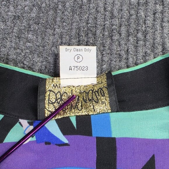 Bob Mackie Wearable Art Kimono Jacket Womens M Blue Silk Tango Dance Set - Picture 6 of 16